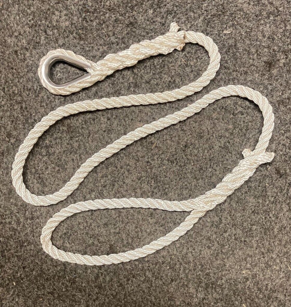 1 Metre x 24mm 3 Strand White Nylon Mooring Strop Soft Eye Each End ...