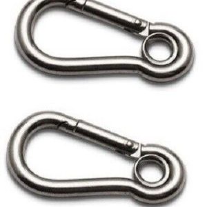 2 X 6mm Stainless Steel Carabiner Marine Grade 316 Carbine Snap Hook With Eye