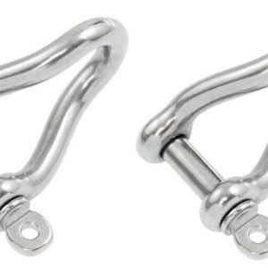 2 x 8mm Twisted Dee Shackle Stainless Steel Marine Grade 316 Boat shackles