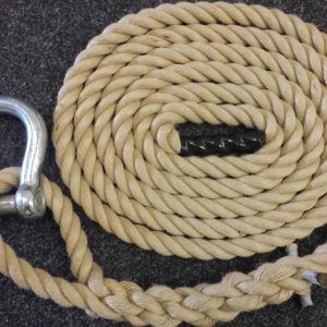 FITNESS CLIMBING ROPE 36MM X 3 METRE SYNTHETIC HEMP WITH SOFT EYE AND SHACKLE