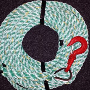 Gin Wheel Rope - 20 Metres of Polysteel Rope with a 1.5 Ton Swivel Hook