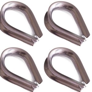 12mm Stainless Steel AISI 316 Marine Grade wire rope Thimbles X 4