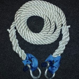 NYLON KINETIC 12 TONNE RECOVERY TOW ROPE 4 x 4 - 5 METRE X 24MM WITH SHACKLES