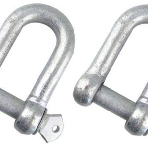 12mm Galvanised Dee Shackle, Screw Pin D Shackle Marine Boat Yacht x 2