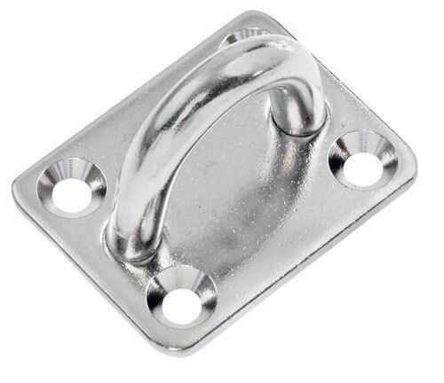 thumbnail image 2 of 2x 316 Stainless Steel Pad Eyes – Marine Rigging Square Plate 5mm – 35x30mm 2 of 3